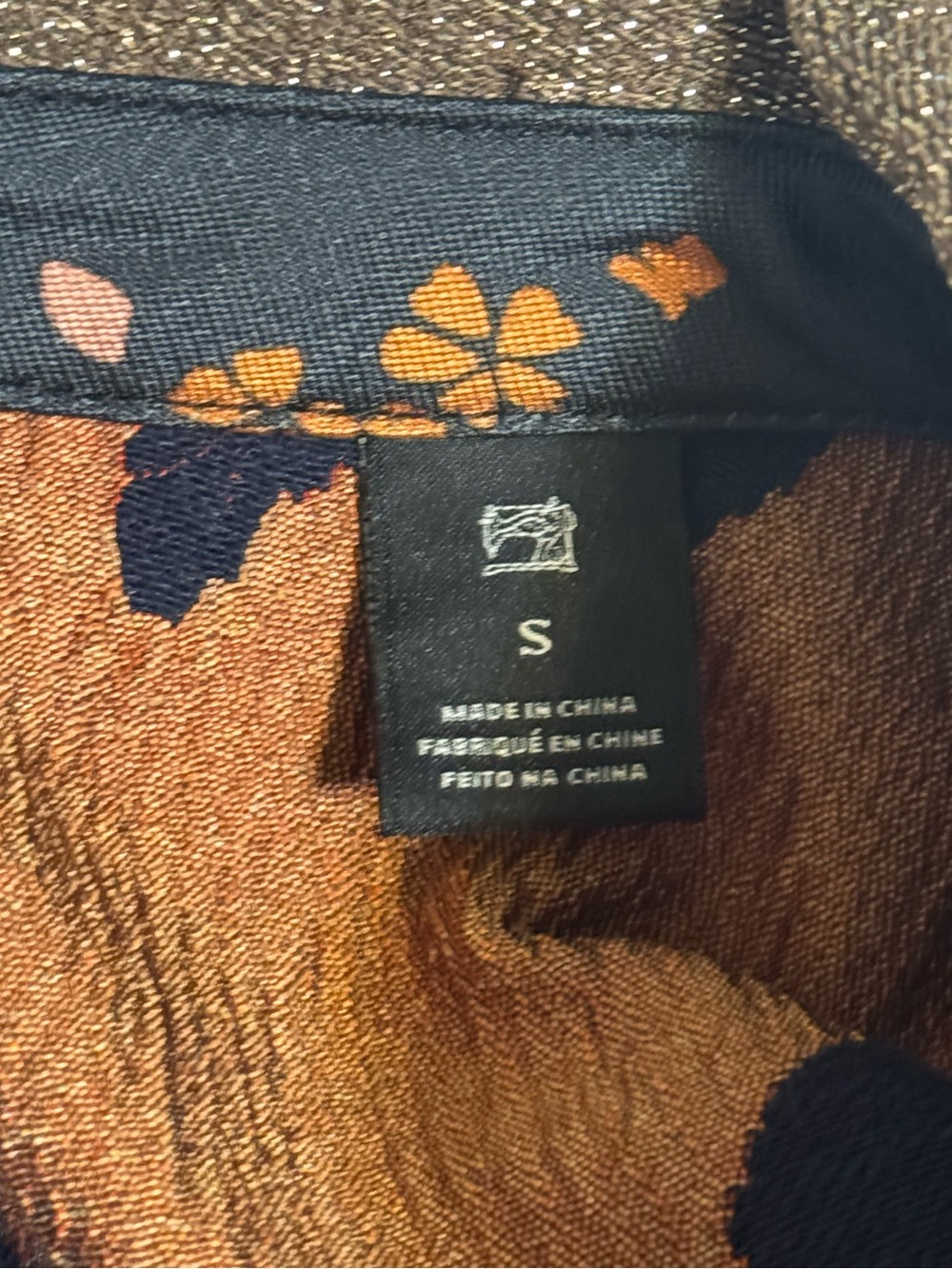 Scotch & Soda Women's Navy Satin Floral Print Top with Pink and Orange Blossoms - Picture 9 of 11